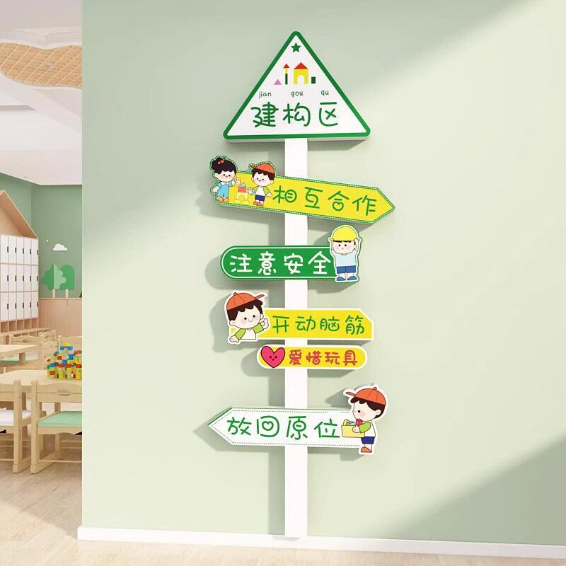 幼儿园标语互动饰管班环创题成品布置走廊墙挂画