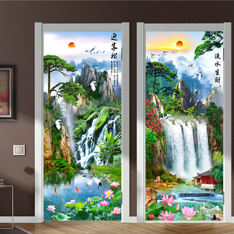 风景门画整张自粘装饰卧室木门全包厕所玻璃移门防水纸,家居饰品,软装墙贴,淘宝优惠券,粉丝福利购,淘宝优惠卷