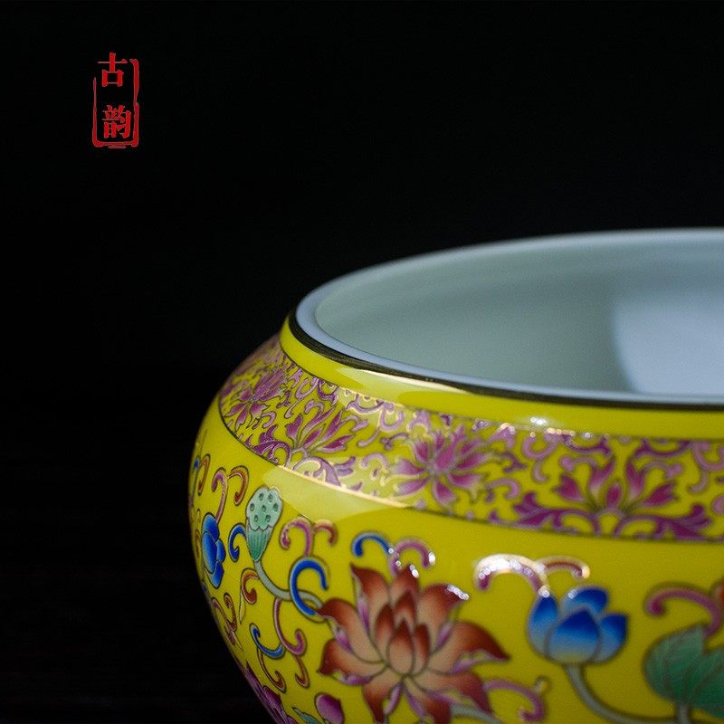 大号笔洗茶洗珐琅彩水盂洗笔缸功夫茶具洗杯