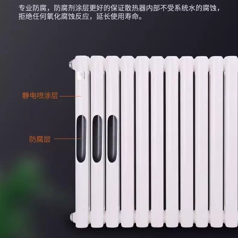 暖气片家用水暖中50散热片壁挂钢制集中供暖双柱特厚耐腐散热器