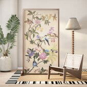 法式 饰半透座屏 复古鸟实木入户屏风客厅遮挡装