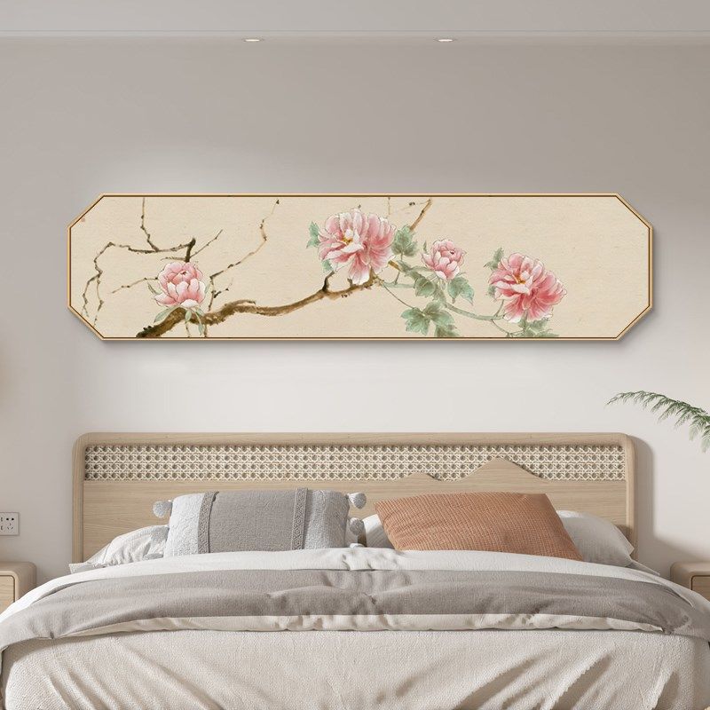富贵客厅挂画新八边形装饰画牡丹图工笔鸟卧室床头壁画,家居饰品,现代装饰画,淘宝优惠券,粉丝福利购,淘宝优惠卷
