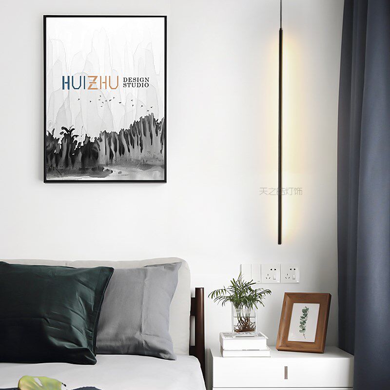 复刻版意大利极简细长条吊灯客厅卧室床头设计师酒店别墅圆柱吊灯