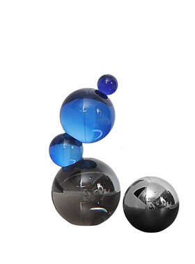 密度家居现代创意电镀橘色黑色气泡水晶样板间书房装饰球