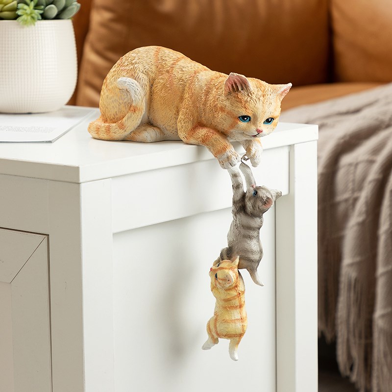 慧心巧聚母子猫摆设客厅高端摆件玄关卧室桌面酒柜书柜创意装饰品