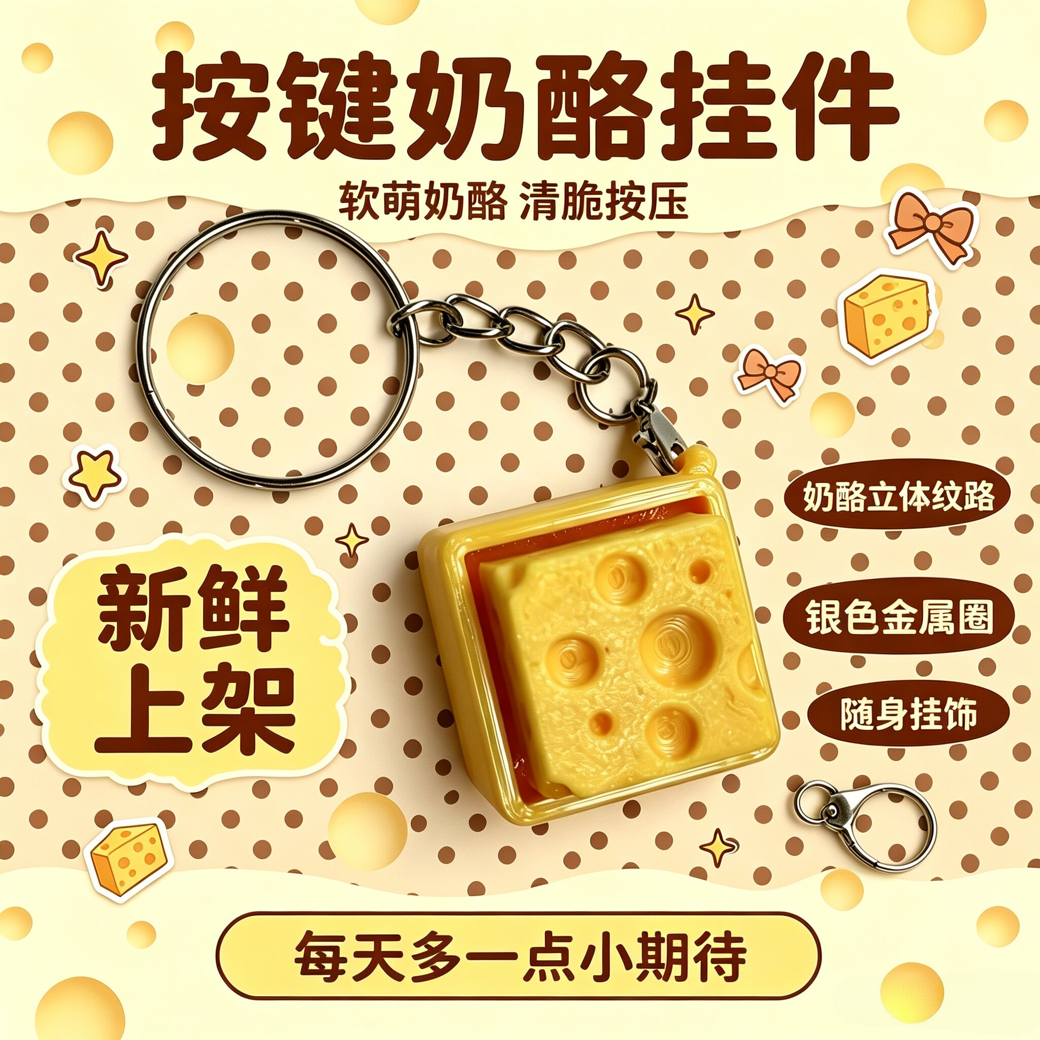 3D打印奶酪键盘解压钥匙扣
