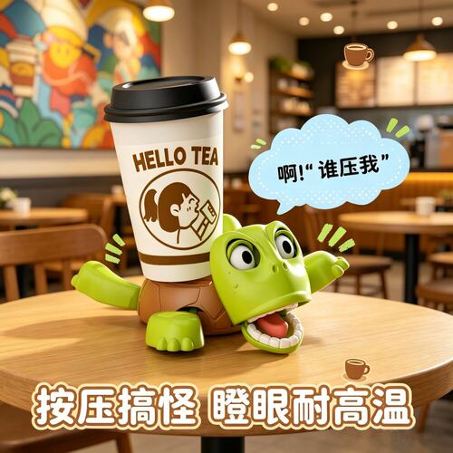 网红会动瞪眼乌龟杯垫