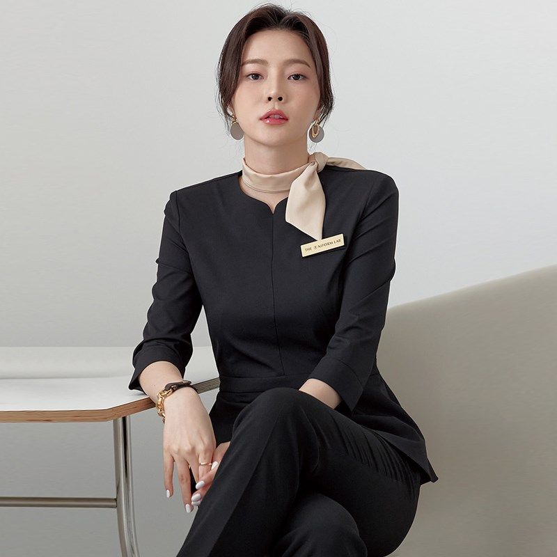 前台工作装女空姐职业套装夏珠宝酒D店前台接待美容院工作服女高