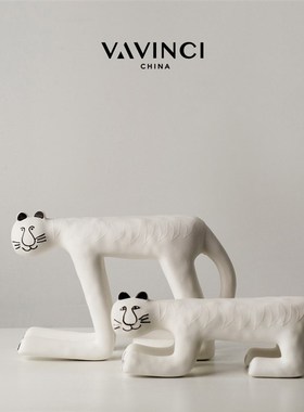 梵其简约现代g抽象动物大脚虎陶瓷摆件样板房儿童房玄关桌面装饰