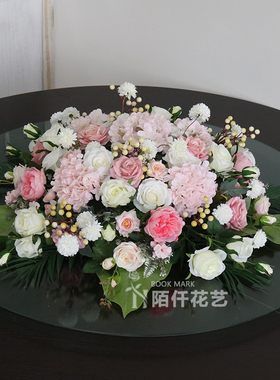 酒店圆形桌面中间摆花会议室餐桌摆件F花餐厅圆桌桌花宴会装饰花