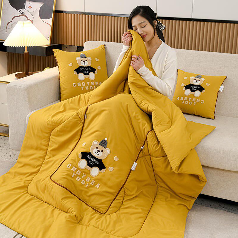 卡通抱枕被办公室折叠午睡枕加厚B空调毛毯沙发汽车载两用靠垫被