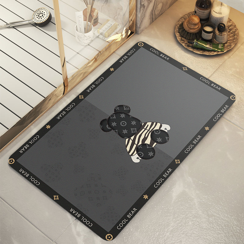 潮牌熊软硅藻泥吸水垫浴室地垫防滑垫卫生间门垫地毯厕所门口脚垫