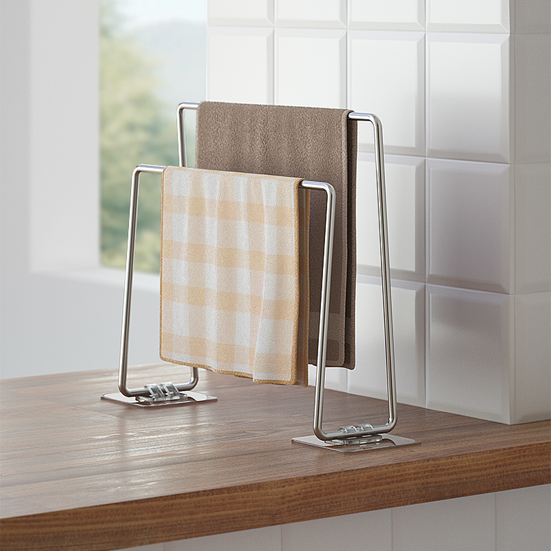 304不锈钢沥水抹布架窄款台面水槽厨房抹布架沥水架海绵毛巾收纳