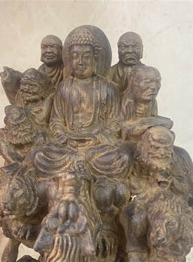 越南沉香木十八罗汉伏虎降龙原木雕刻木摆件客厅书房装饰品工艺品