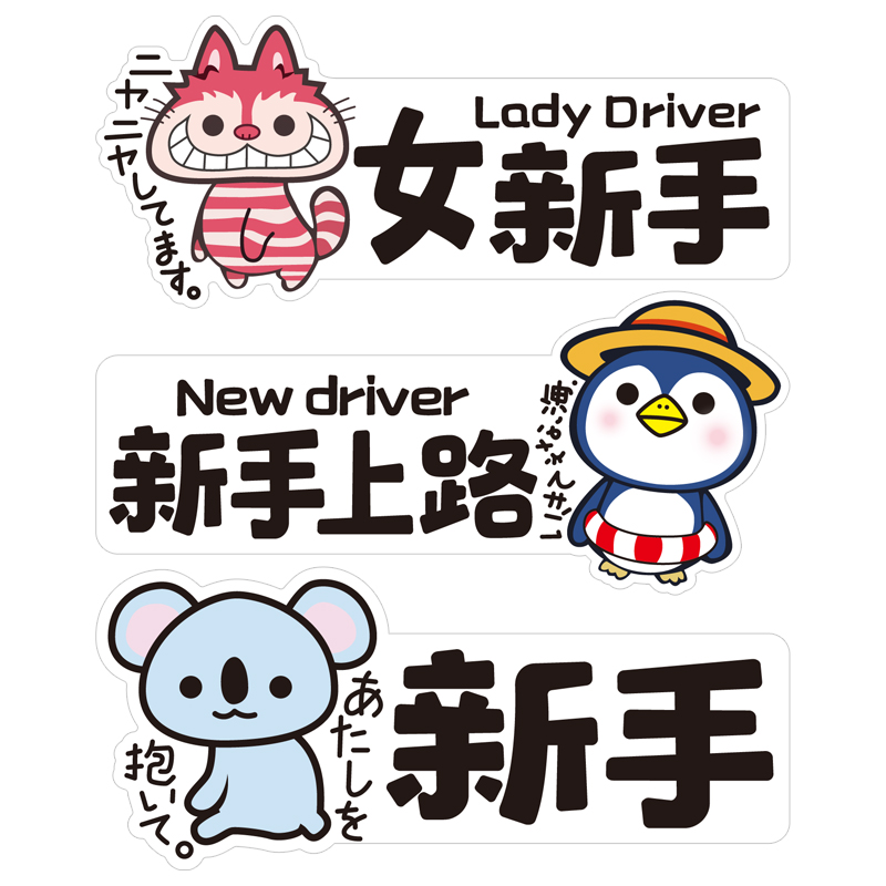 实习车贴磁吸女司机新手上路创意标志汽车贴纸磁性车用划痕遮挡
