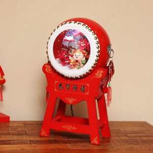 饰品创意春节飘雪锣鼓摆件过年家居装 新年装 扮新年礼物送女生摆件