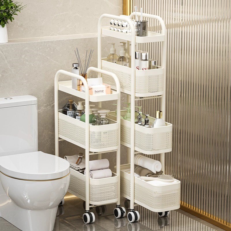 夹缝收纳架厨房夹缝置物架冰箱侧面抽拉柜卫生间小推车极窄拉篮