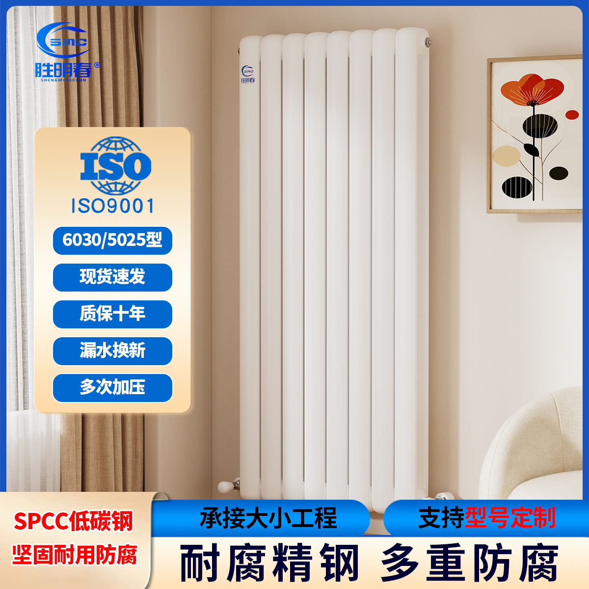 胜明春家用钢制立式集中供暖加厚
