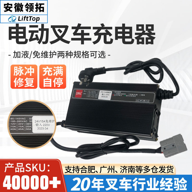 电动堆高机搬运车配件DL得龙加液免维护B充电器(220V)充电机12V48