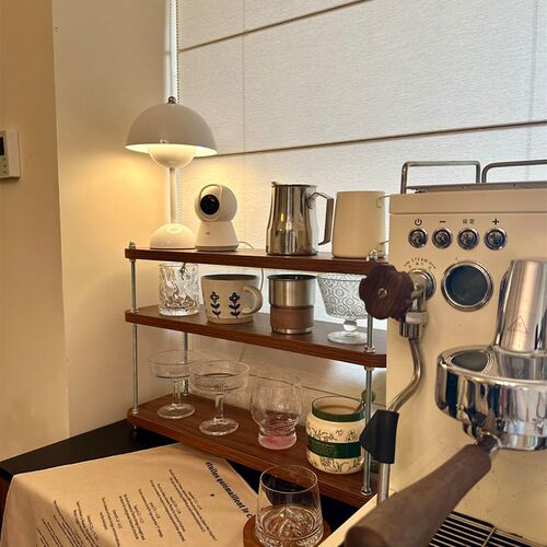 中古可调节实木咖啡杯马克杯置物架餐边柜吧台咖啡角器.具展示杯
