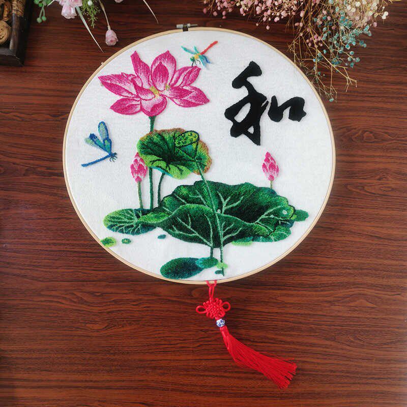 戳戳绣diy初学剁花绣装饰画戳针自F绣掇挆花手工刺绣花挂画材料包