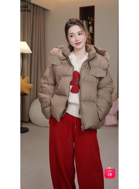 2-4F C 新款拼接针织不规则连帽加绒短外套 M28