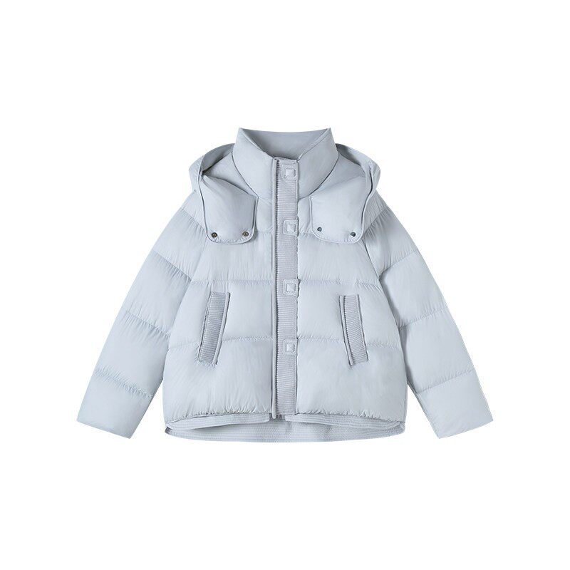 2.6 C 新款云感拼接针织方扣连帽羽绒外套 M50