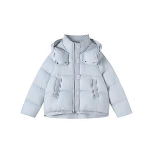 云感拼接针织方扣连帽羽绒外套 新款 M50 2.28F