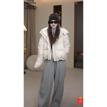 1-13F 新款简约宽松面包服小个子休闲连帽羽绒外套 M12