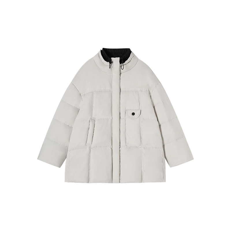 11-25H C新款拼接假两件立领撞色宽松加绒外套 6007