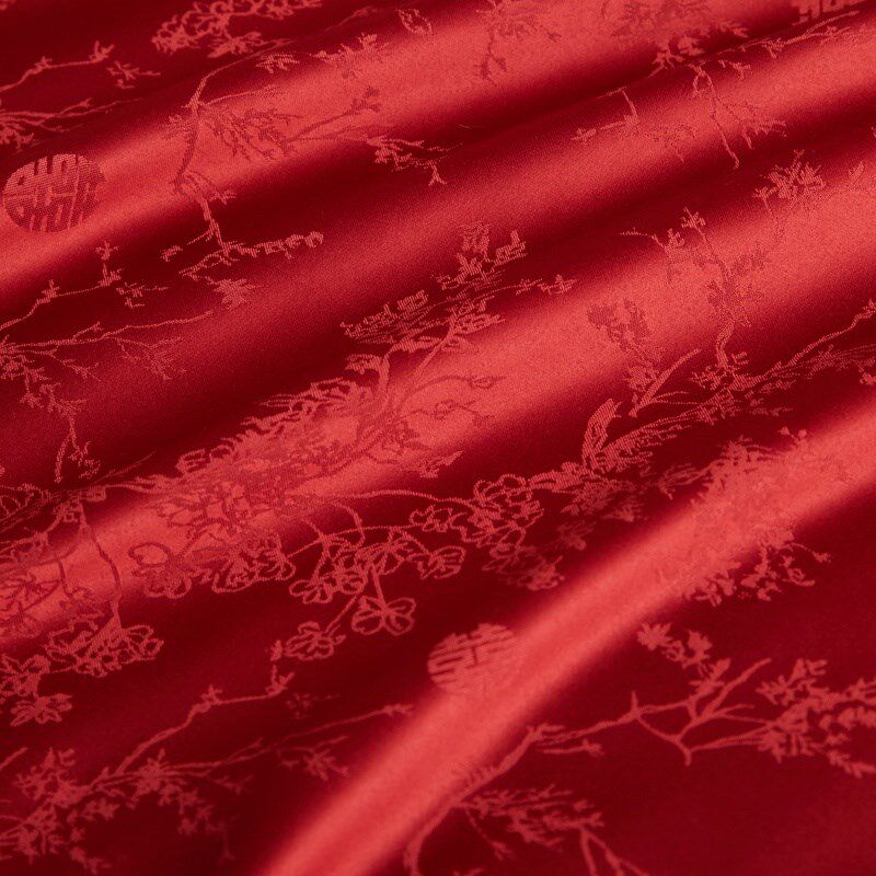 新中式长绒棉提花结婚四w件套双囍被套大红色婚庆床上用品,床上用品,婚庆床品套件,淘宝优惠券,粉丝福利购,淘宝优惠卷