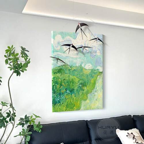 花遇现代简约立体燕n子客厅沙发背景墙装饰画玄关走廊无框肌理挂