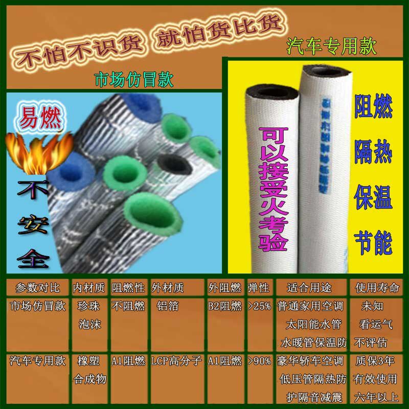 汽车空调低压专用加强p包管阻燃管道隔热耐高温保温棉保温管套包