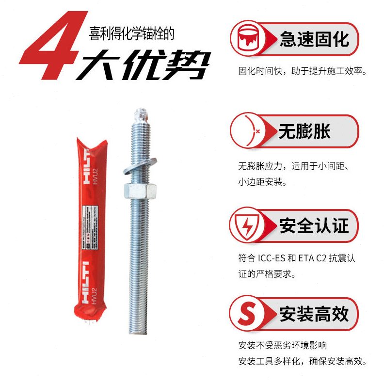 甄选hilti德国喜利得不锈钢化学锚栓HAS-U A4 锚杆316不锈钢化学图片