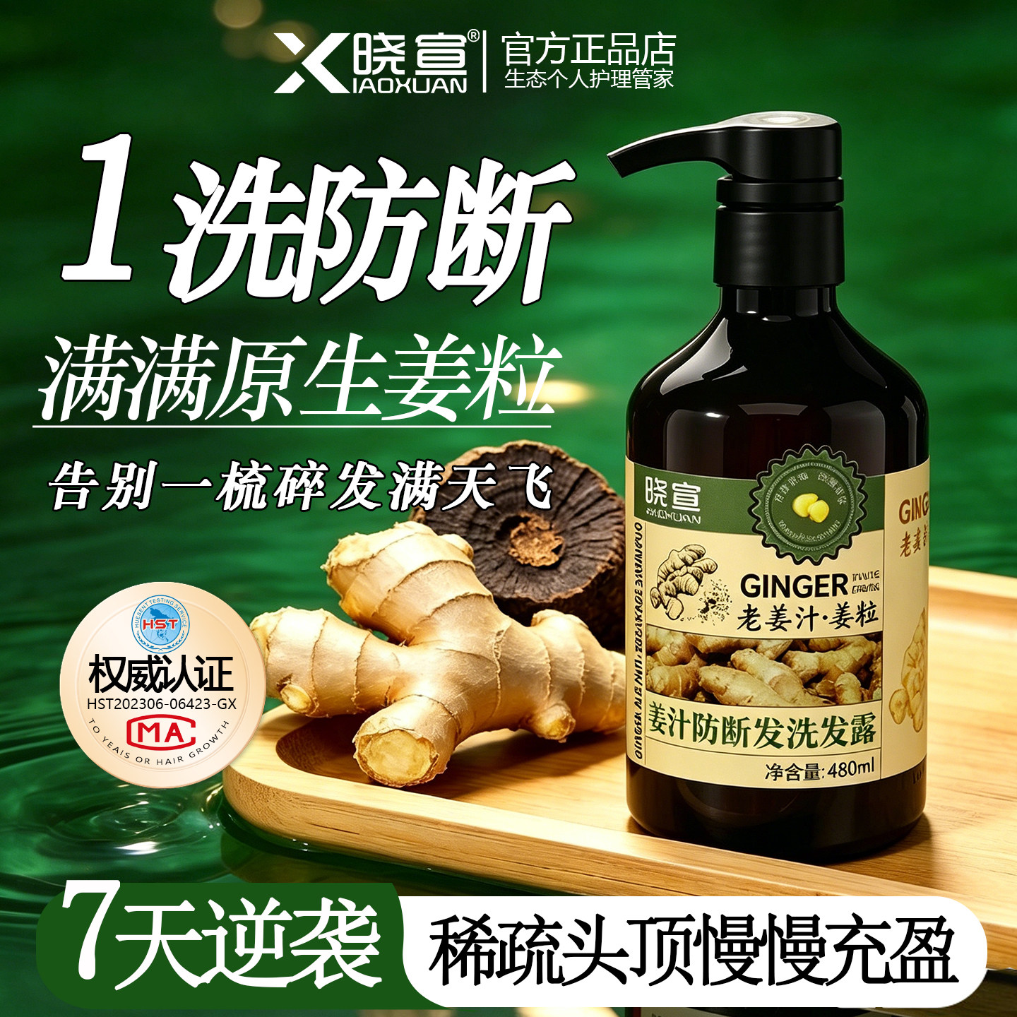 晓宣防断育发洗发水控油蓬松强韧发根老姜长发健发养发生姜洗发露