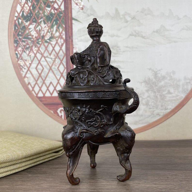 甄选复古香炉中式香鼻仿古三足象鼻丹炉薰炉家用茶道茶艺摆件象足