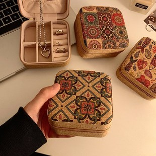 复古便携首饰盒小型耳钉戒指项链防氧化手饰品收纳盒旅行古风精致