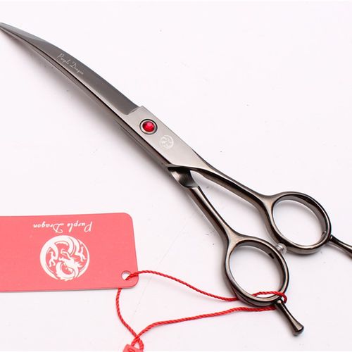 紫龙7寸宠物美容剪刀双尾下弯剪黑彩色翘剪泰迪狗狗修毛剃毛工具