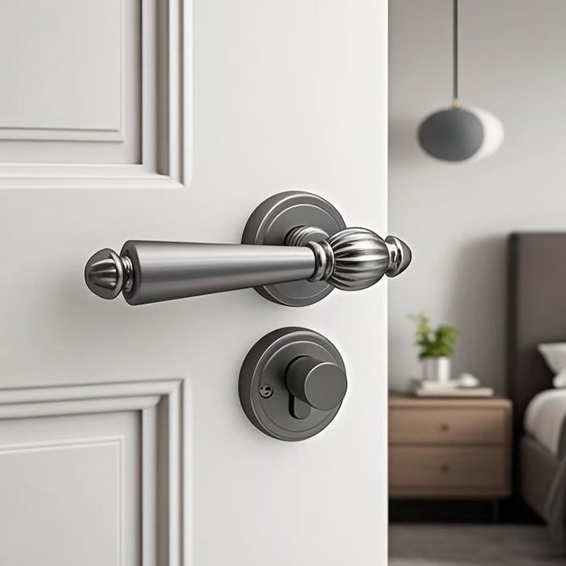 家用木门门把手分体静音磁吸分体锁金色复古法式欧式轻奢室内门锁