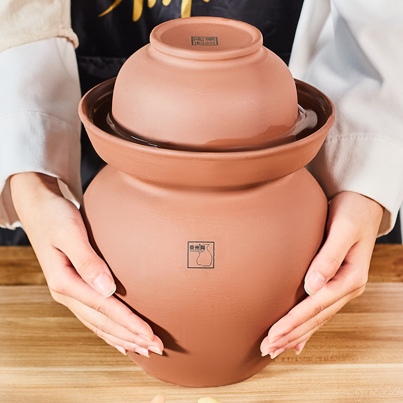 荣州陶10斤水容量土陶无釉泡菜坛子家用老式酸菜坛四川细陶泡菜罐