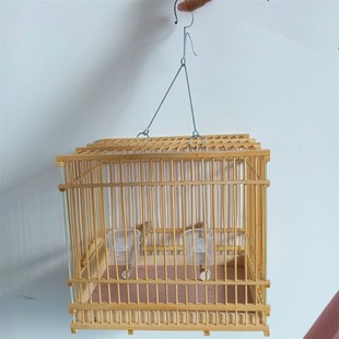厂家直销托盘在笼丝上加密原色蜡嘴鸟笼麻料竹子黄雀贝子长方形