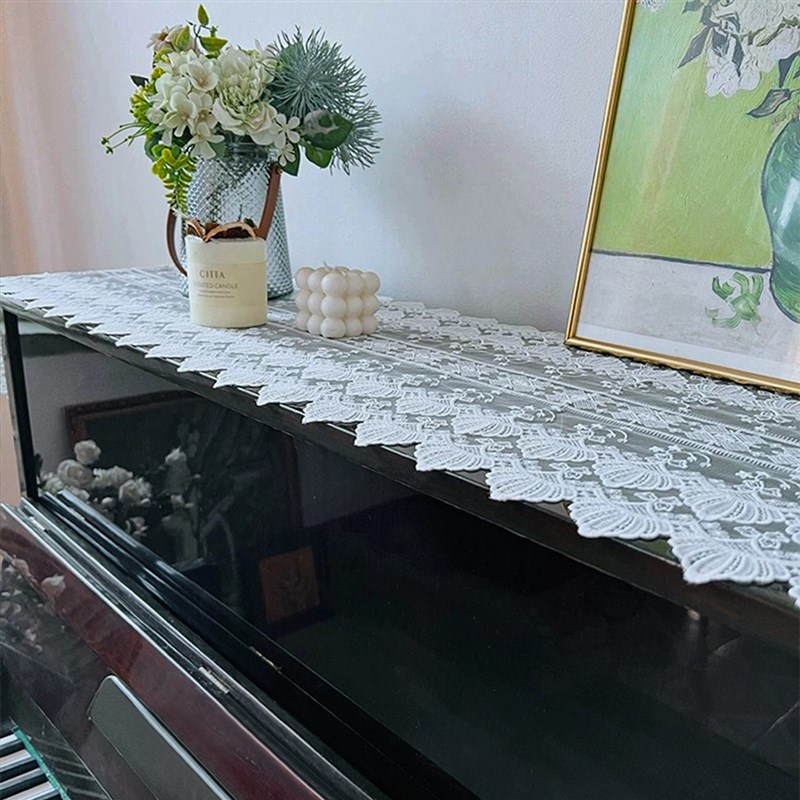 法式奶油风蕾丝钢琴盖布电钢琴顶披电子琴装饰防尘罩布轻奢高级感