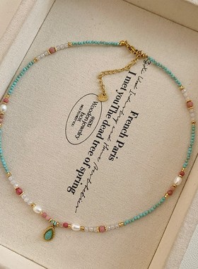 独特小众天然石淡水珍珠串珠项链女2025新款高级感轻奢锁骨链颈链