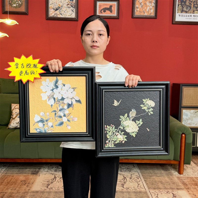 美式复古玄关法式中古风餐厅装饰画走廊挂画S035喜鹊二联44