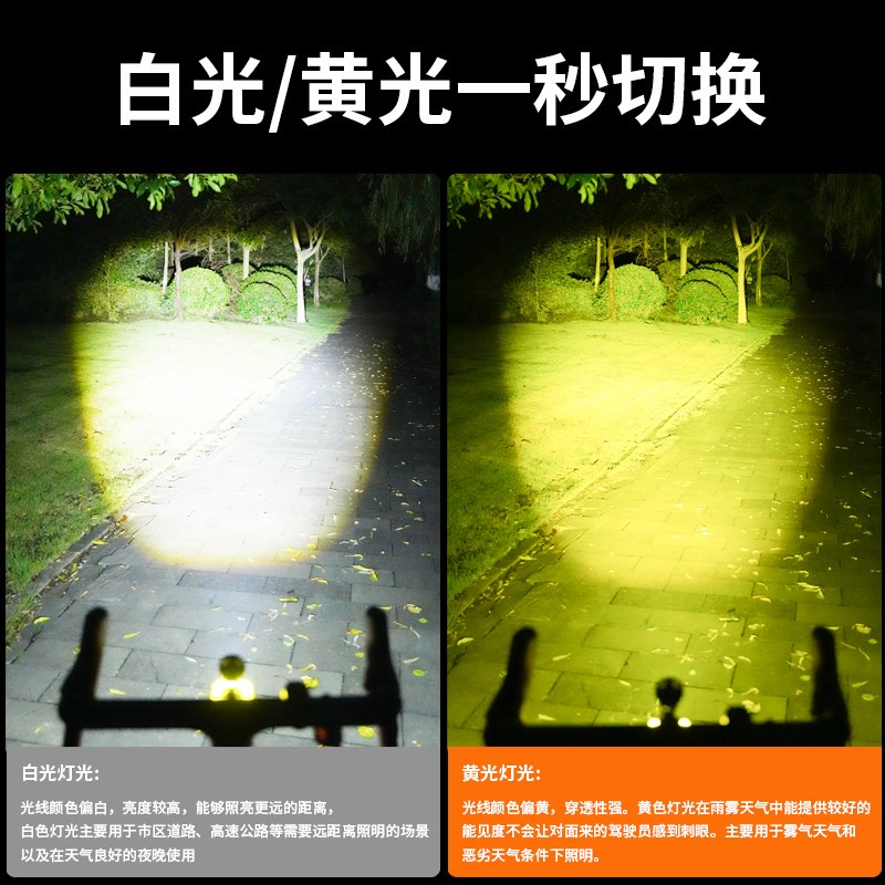自行车夜骑前灯强光手电筒防雨儿童山地公路单车夜间照明骑行装备