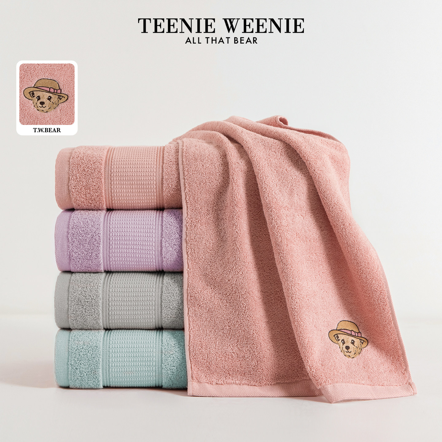 TeenieWeenie小熊刺绣纯棉浴巾吸水高级家用毛巾全棉成人洗澡巾女