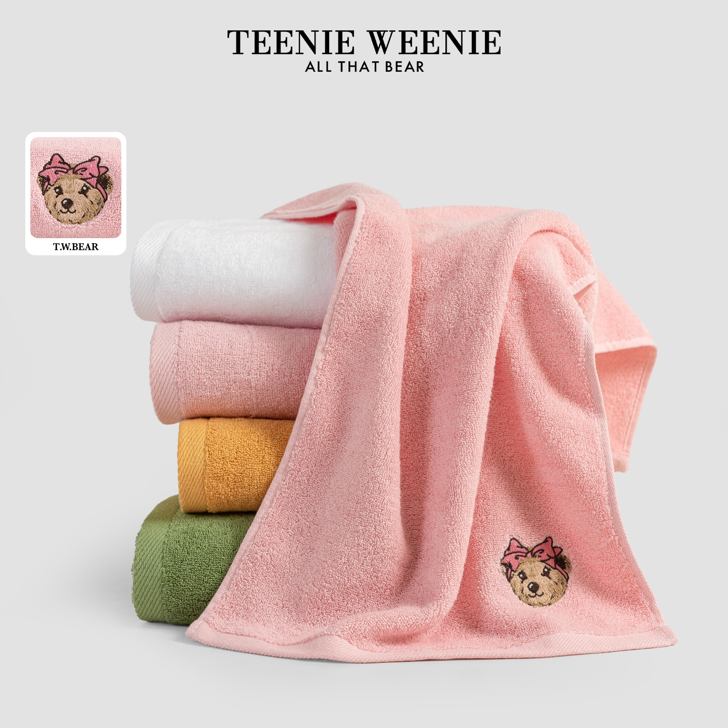 TeenieWeenie小熊刺绣抗菌毛巾全棉男女浴巾吸水家用纯棉洗脸面巾