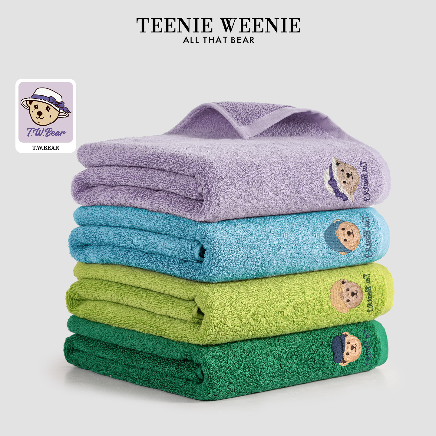 TeenieWeenie小熊刺绣加厚纯棉浴巾吸水大毛巾全棉成人男女洗澡巾