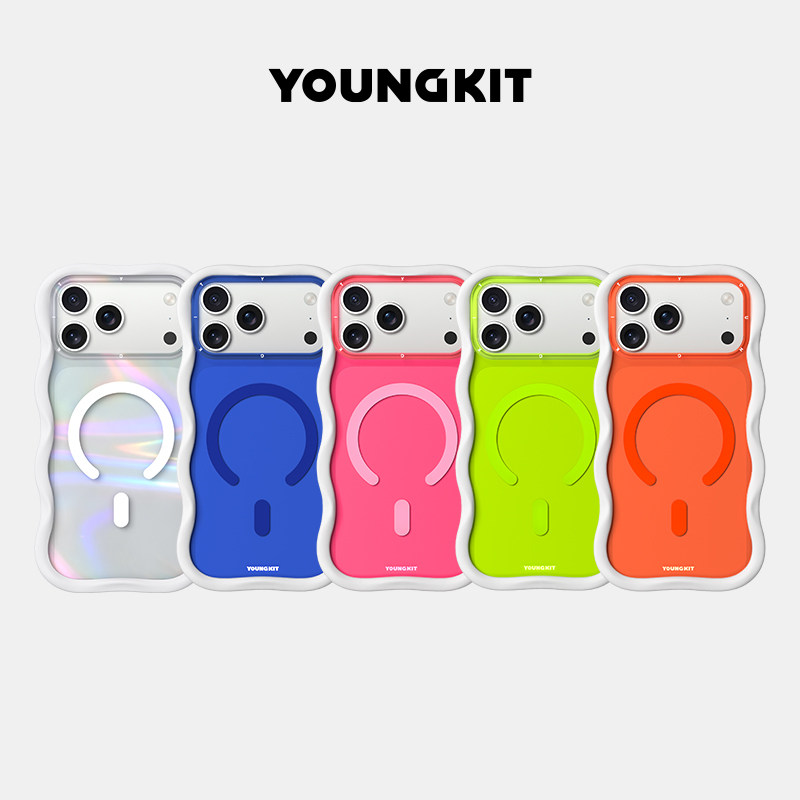 「大波浪丨彩色/极光」youngkit猿气分体壳2026新款适用苹果17ProMax手机壳磁吸iPhone16pro外壳女IP卡通pm
