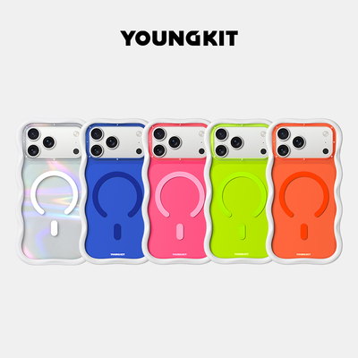 「大波浪丨彩色/极光」youngkit猿气分体壳2026新款适用苹果17ProMax手机壳磁吸iPhone16pro外壳女IP卡通pm